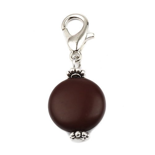 1 pendentif charm perle marron fermoir mousqueton - r160