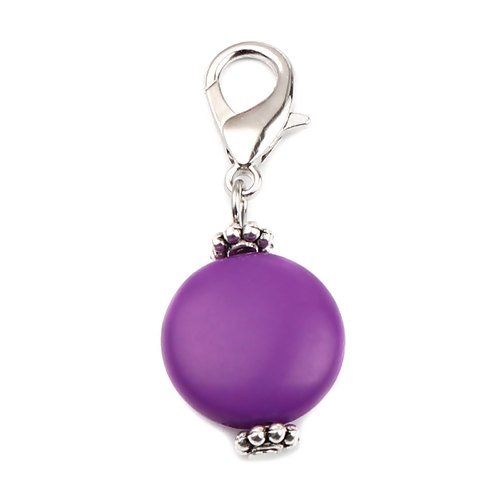 1 pendentif charm perle violet fermoir mousqueton - r155