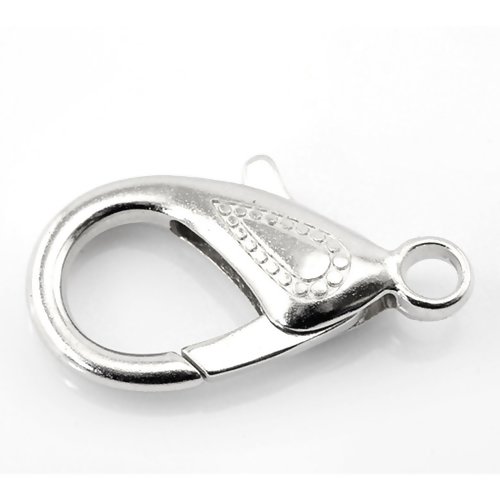 1 fermoir porte clés mousqueton - couleur argenté - 30 x 16 mm - r506