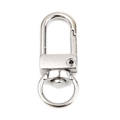 1 porte clé mousqueton - anneau pivotant - couleur argenté - r189