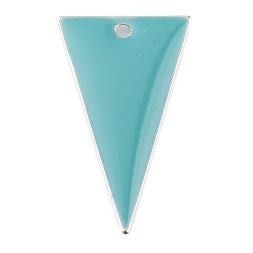 1 pendentif - sequin triangle émaillé vert - laiton r940
