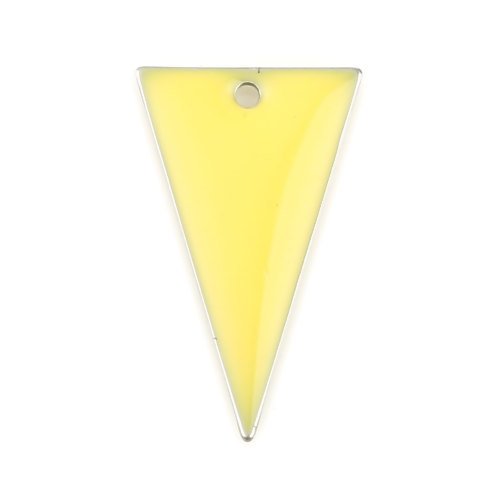 1 pendentif - sequin triangle émaillé jaune - laiton - r947
