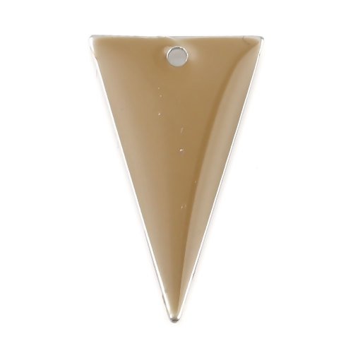 1 pendentif - sequin triangle émaillé beige - laiton r939