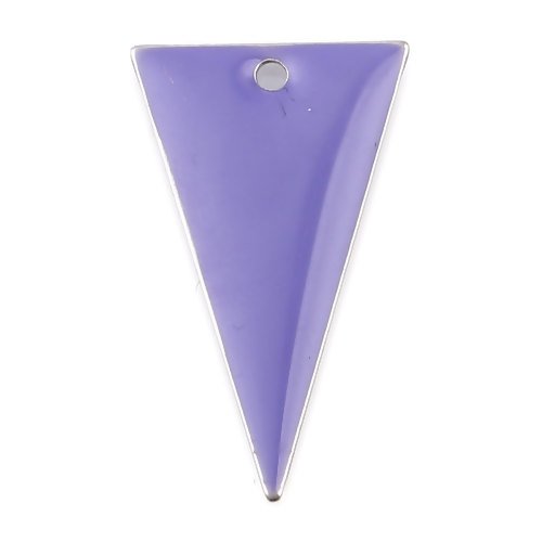1 pendentif - sequin triangle émaillé lavande - laiton r945
