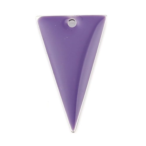 1 pendentif - sequin triangle émaillé violet - laiton r943