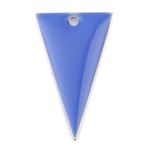 1 pendentif - sequin triangle émaillé bleu - laiton - r941