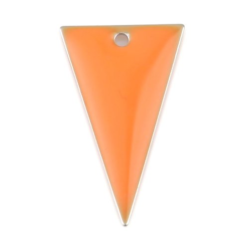 1 pendentif - sequin triangle émaillé orange - laiton r948