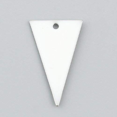 1 pendentif - sequin triangle émaillé blanc - laiton r953