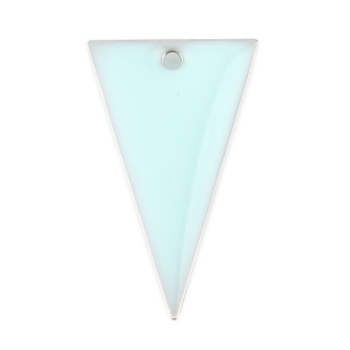 1 pendentif - sequin triangle émaillé vert tendre - laiton r949