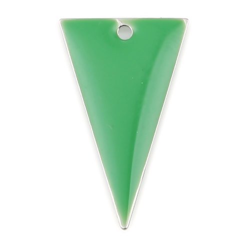 1 pendentif - sequin triangle émaillé vert - laiton r950