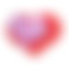 1 pendentif forme coeur x 2 - simili cuir - rouge et rose