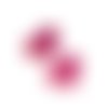 1 pendentif forme coeur x 2 - simili cuir - rose pailleté uni et rose