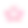 1 lot de 50 perles coeur en acrylique - coeur blanc sur fond rose - r624