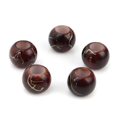 1 lot de 20 perles marron tréfilage or - acrylique - 10 mm - p901