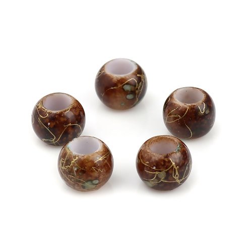 1 lot de 20 perles marron tréfilage or - acrylique - 10 mm - p904