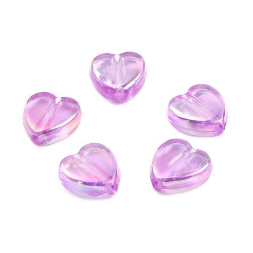 1 lot de 50 perles coeur en acrylique - parme - r521