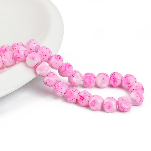 Lot de 10 perles en verre à facettes - rose - orangé - p1251