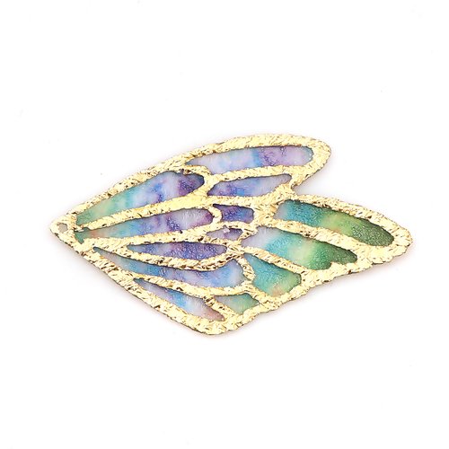 1 pendentif aile de papillon - vert - parme - r259