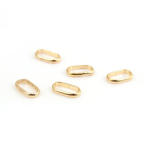 1 lot de 5 anneaux de jonction ouverts ovales - acier inoxydable - couleur métal doré - r797