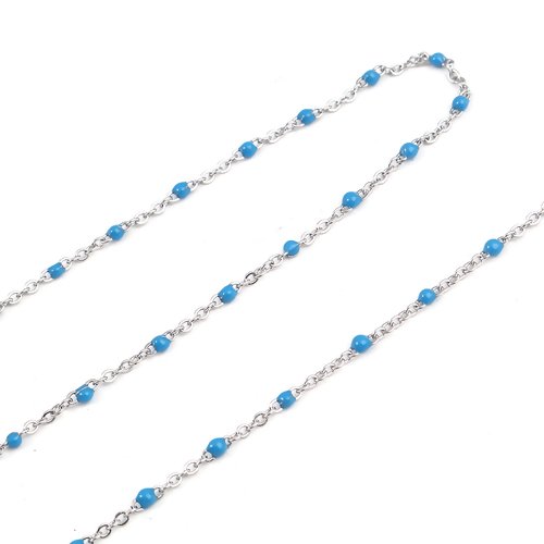 1 m de chaine acier inoxydable 304 perle email bleu - r824
