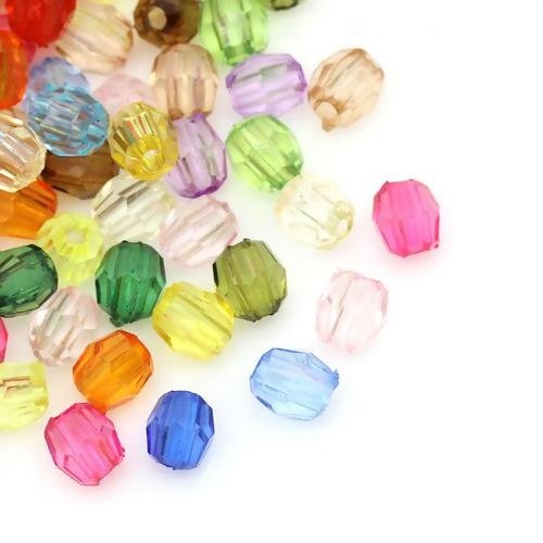 Lot de 100 perles en acrylique à facette - 4 mm - multicolore - p970