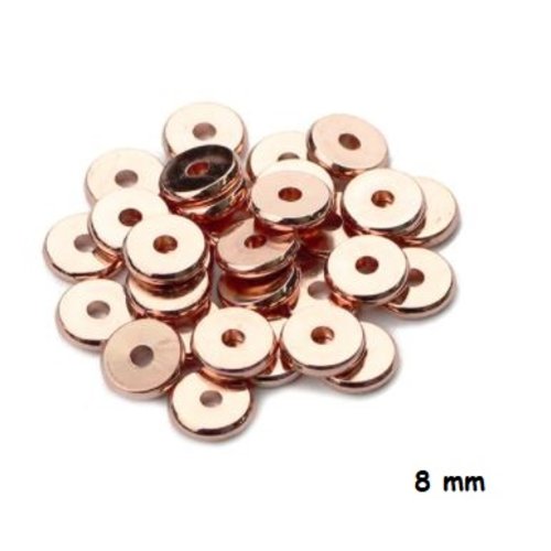 10 perles entretoises - métal rose doré - 8 x 1.7 mm - p231