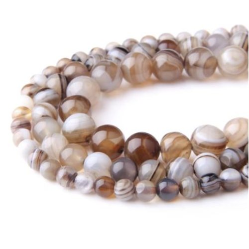Lot de 10 perles agates en pierre naturelles - tons brun - p1125