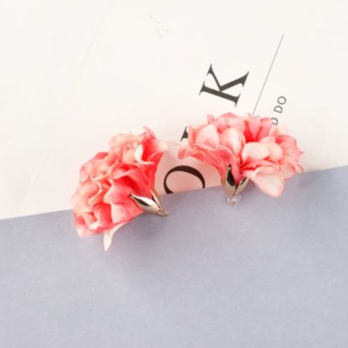1 pendentif - breloque pompon fleurs - rose r509