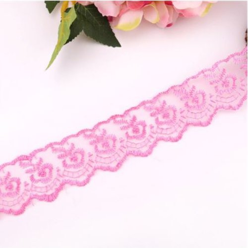 2 m de ruban en dentelle fine - 40 mm - rose foncé - d179