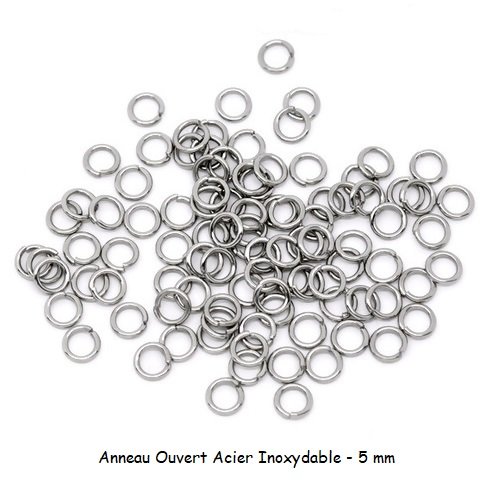 1 lot de 500 anneaux de jonction - ouvert - acier inoxydable - 5 mm - r269