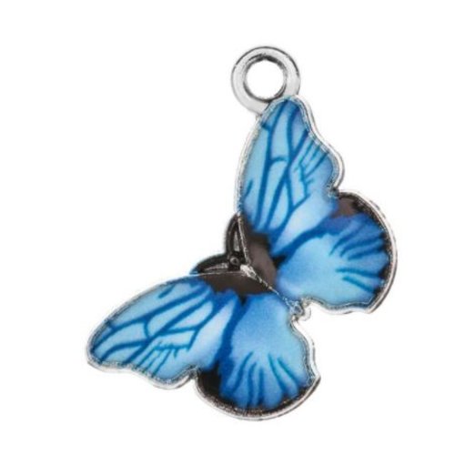 1 breloque - pendentif - papillon bleu - r