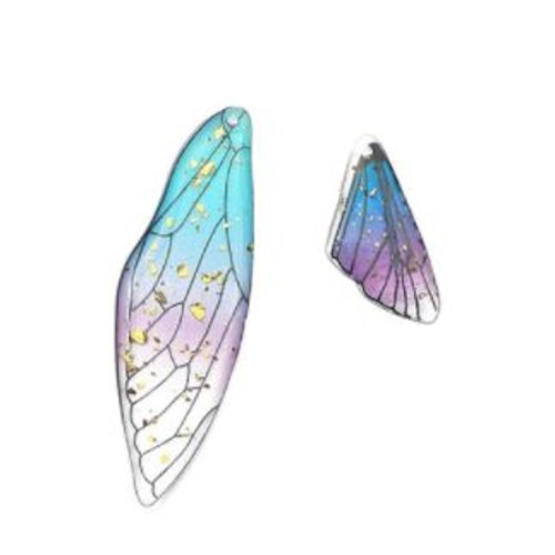 Lot de 2 pendentifs aile de papillon en résine - bleu - violet - r0407