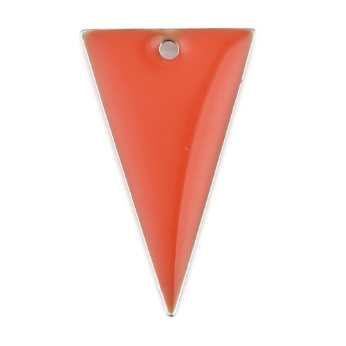 1 pendentif - sequin triangle émaillé orange foncé - laiton r942