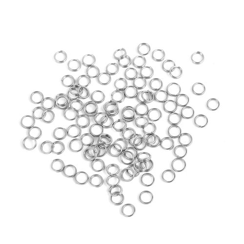 1 lot de 1000 anneaux de jonction doubles - ouvert - acier inoxydable - 5 mm - r164