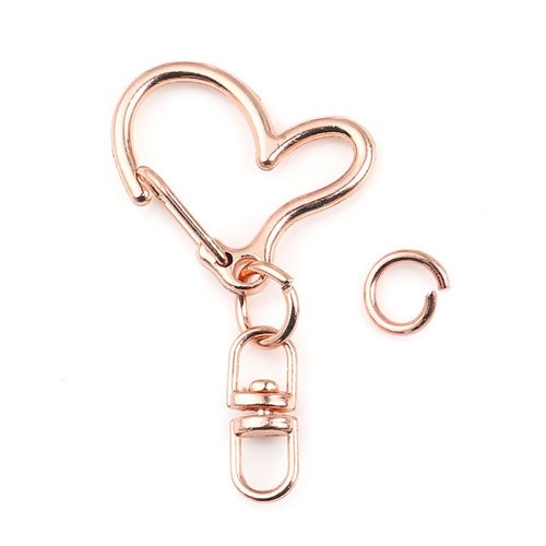 1 porte clé mousqueton  - coeur - métal doré rose r627
