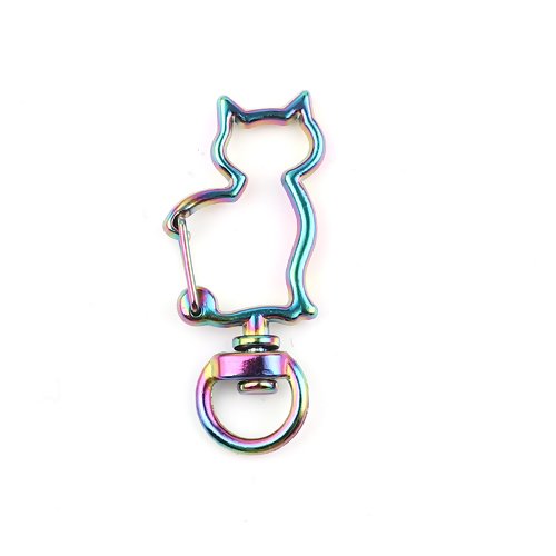 1 porte clé mousqueton  - chat - couleur arc en ciel