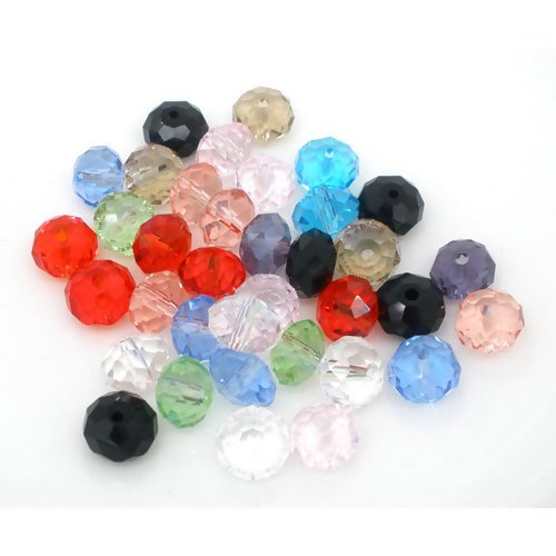 Lot de 100 perles rondes à facette cristal autrichien - 8 mm - multicolore -  p1216