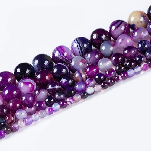 Lot de 10 perles agates en pierre naturelles - tons violet - p750