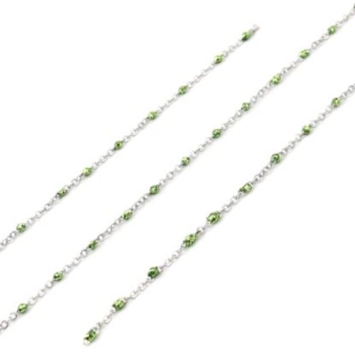 1 m de chaine acier inoxydable perle email vert - r602