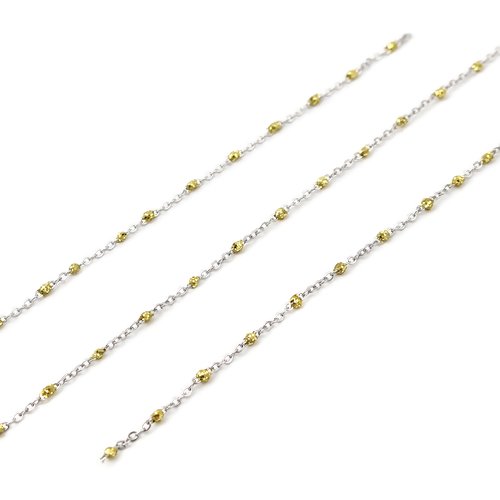 1 m de chaine acier inoxydable perle email jaune - r603
