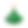 1 pendentif - sequin eventail - émaillé vert - laiton - r598