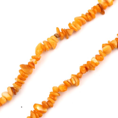 Perles de coquillage - chips orange teintées - lot de 30 - p874