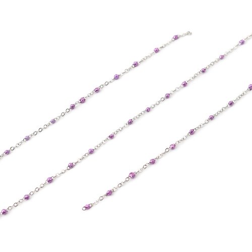 1 m de chaine acier inoxydable perle email violet - r613