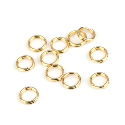 1 lot de 50 anneaux de jonction double - acier inoxydable doré - 4 mm - r173