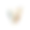 1 breloque - pendentif - coeur emaillé bleu et beige - perle nacrée - métal doré - r618