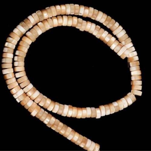 Perles naturelles coquillage - rondelles - heishi - lot de 10 - camaïeu de ivoire