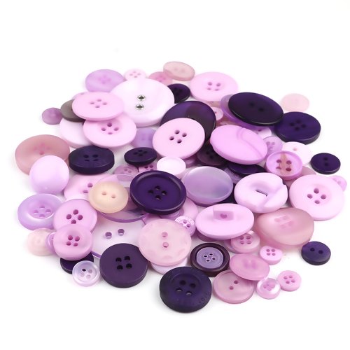 Lot de 650 boutons ronds en acrylique - tons violet et parme