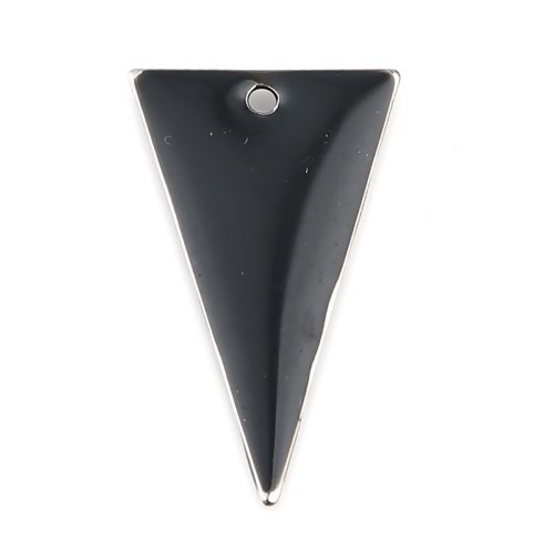 1 pendentif - sequin triangle émaillé noir - laiton r952