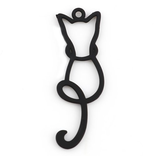 1 breloque pendentif chat noir - r640