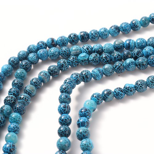 Lot de 10 perles agates en pierre naturelles - tons bleu - p1130